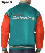 Miami Dolphins Teal Green Satin Bomber Jacket9