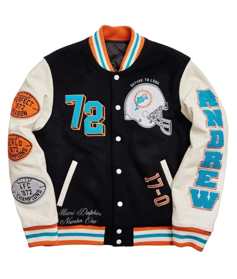 Miami Dolphins Wool Leather Varsity Jacket