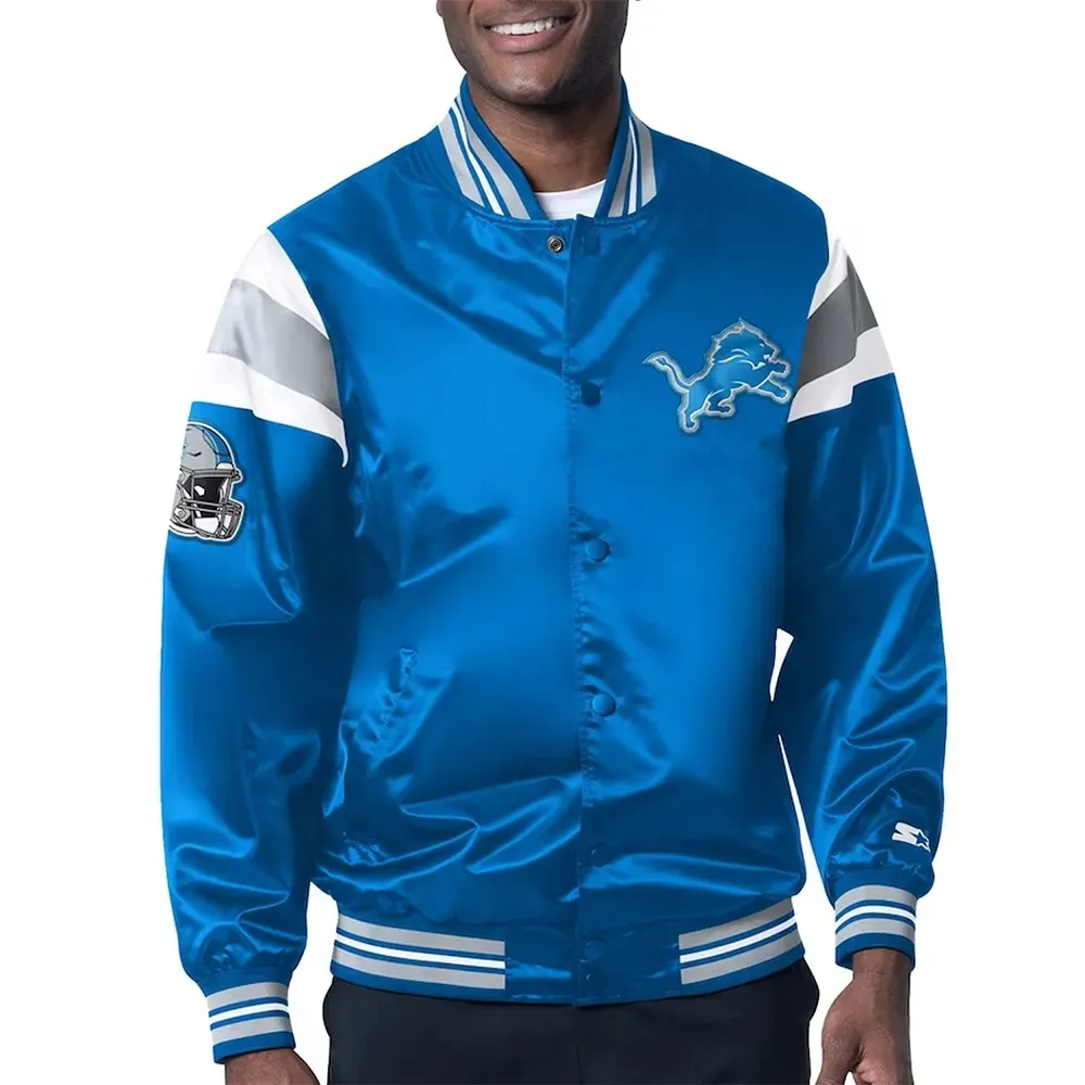 Midweight Detroit Lions Satin Blue Jacket