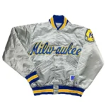 Milwaukee Brewers Grey Varsity Satin Jacket