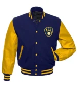 Milwaukee Brewers Letterman Yellow and Blue Jacket