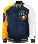 Milwaukee Brewers Reliever Satin Raglan Full-Snap Jacket