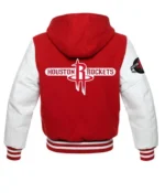 NBA Houston Rockets Red and White Hooded Varsity Jacket