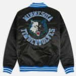 NBA Minnesota Timberwolves Heavyweight Black Satin Jacket