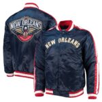 NBA New Orleans Pelicans The Offensive Navy Full-Snap Starter Satin Jacket