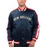 NBA New Orleans Pelicans The Offensive Navy Full-Snap Starter Satin Jackets