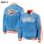 NBA Oklahoma City Thunder Orange and Blue Satin Starter Jacket