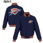 NBA Oklahoma City Thunder Wool Navy Blue Varsity Jacket