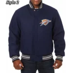 NBA Oklahoma City Thunder Wool Navy Blue Varsity Jackets