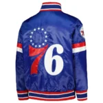 NBA Philadelphia 76ers Home Game Varsity Full-Snap Royal Satin Jackets