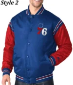 NBA Philadelphia 76ers Renegade Starter Varsity Satin Jacket