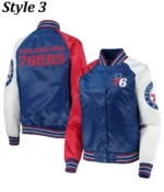 NBA Philadelphia 76ers Royal Satin Varsity Jacket