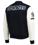 NFL Dallas Cowboys Navy Blue and White Varsity Letterman Jacket