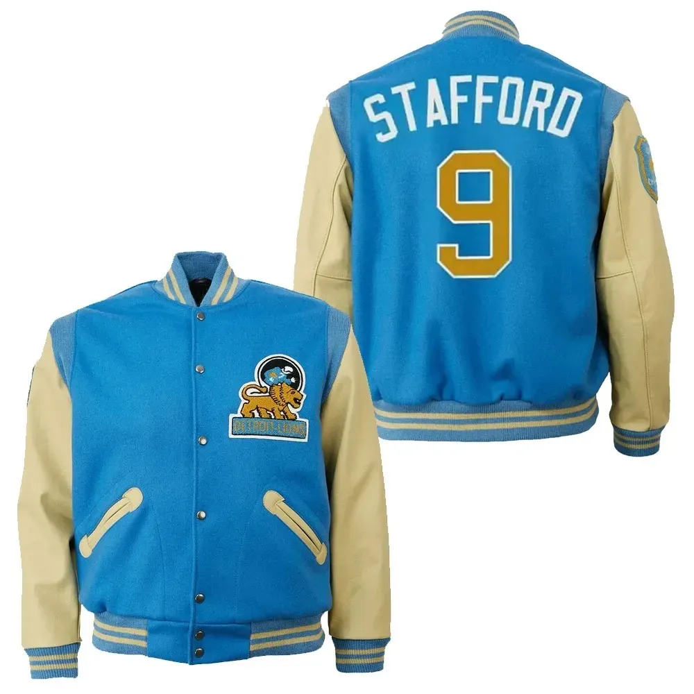 NFL Detroit Lions 9 Matthew Stafford Wool Varsity Jackets