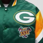 NFL Green Bay Packers Green Full-Snap Varsity Heavyweight Satin Jacket