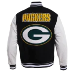 NFL Green Bay Packers Mash Up Black Wool Varsity Jacket