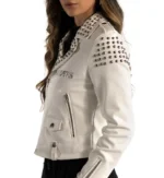 NFL Las Vegas Raiders x The Wild Collective White Leather Jacket