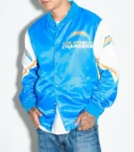 NFL Los Angeles Chargers Fanimation Powder Blue Satin Varsity Jacket