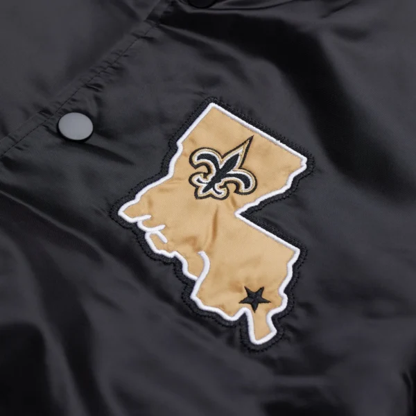 NFL New Orleans Saints Black Satin Varsity Bomber Jacket