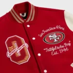 NFL OVO X San Francisco 49ers Red & White Varsity Jacket