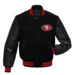 NFL San Francisco 49ers Letterman Black Wool Varsity Jacket