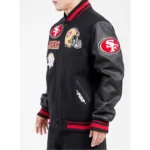 NFL San Francisco 49ers Mashup Black Varsity Wool And Leather Full-zip Jackets