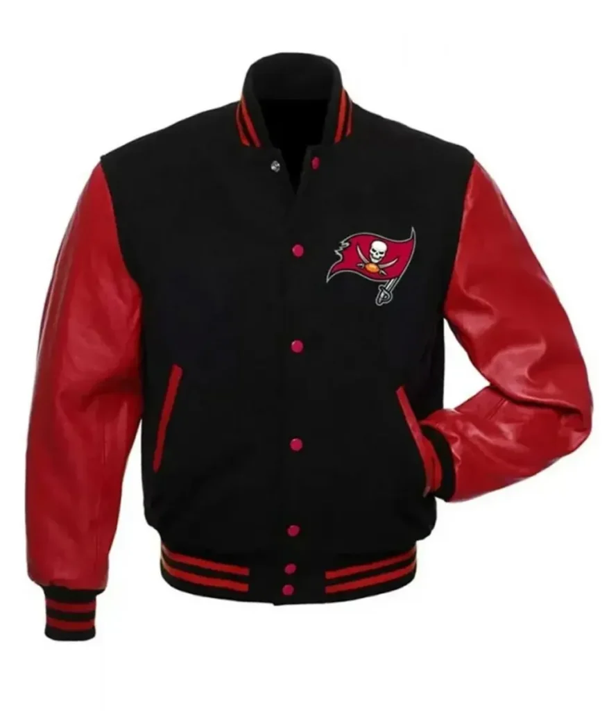 NFL Tampa Bay Buccaneers Letterman Varsity Red and Black Jacket