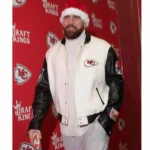 NFL Travis Kelce Kansas City Chiefs Varsity White and Black Jackets