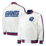 NY Giants Throwback D-Line White Varsity Satin Jacket