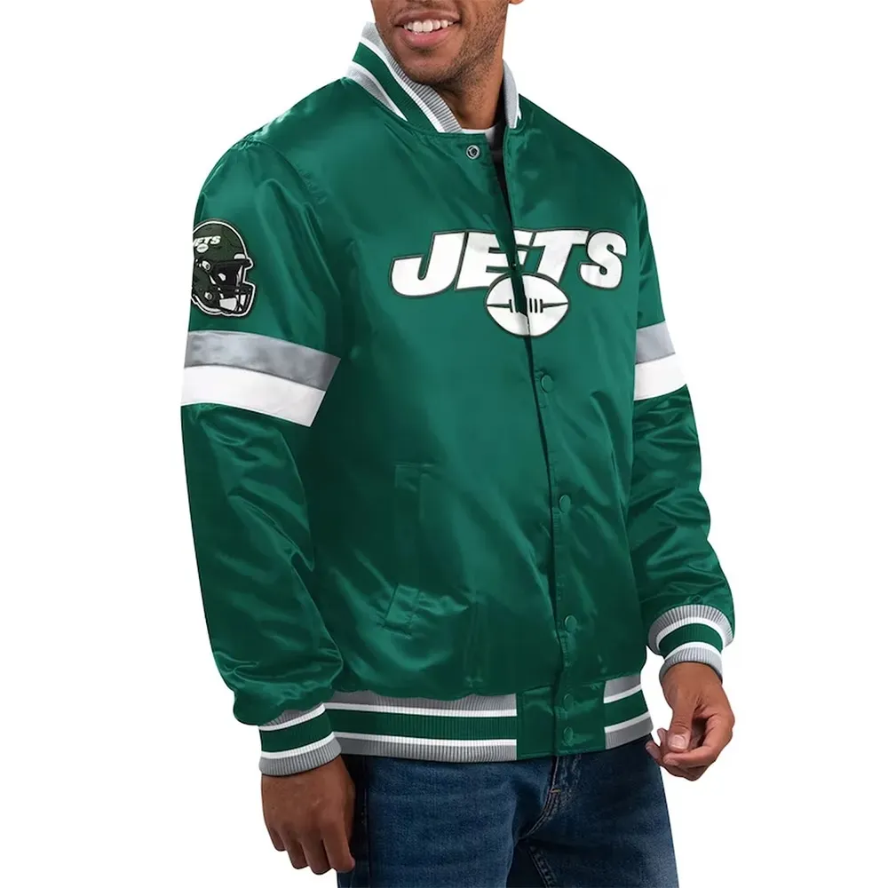 NY Jets Home Game Green Satin Varsity Jacket