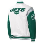 NY Jets Throwback Warm Up Pitch Varsity Jacket