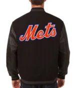 NY Mets Black Wool & Leather Jackets