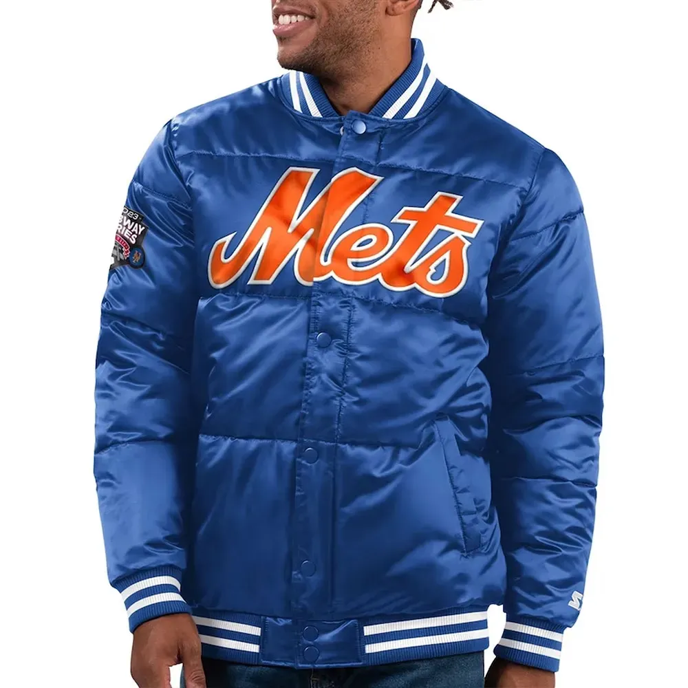 NY Mets Cooperstown Collection Bronx Puffer Satin Jacket