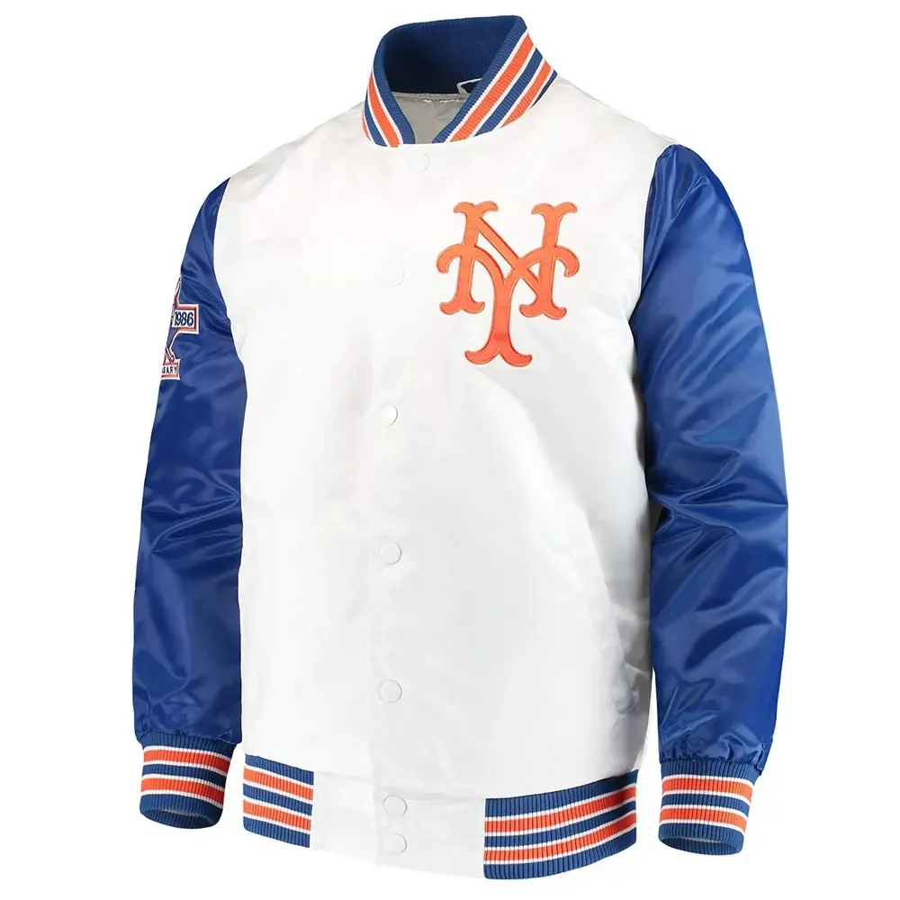 NY Mets The Legend Blue and White Satin Jacket