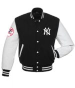 NY Yankees Black and White Varsity Jacket