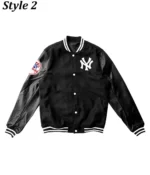 NY Yankees Varsity Wool Leather Black Jackets