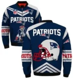 New England Patriots Blue and White Bomber Jacket