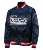 New England Patriots Raglan Full-Snap Satin Blue Jacket