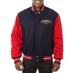 New Orleans Navy and Red Pelicans Varsity Jacket