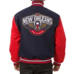 New Orleans Navy and Red Pelicans Varsity Jackets