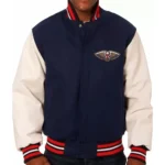 New Orleans Pelicans Blue and White Varsity Jacket