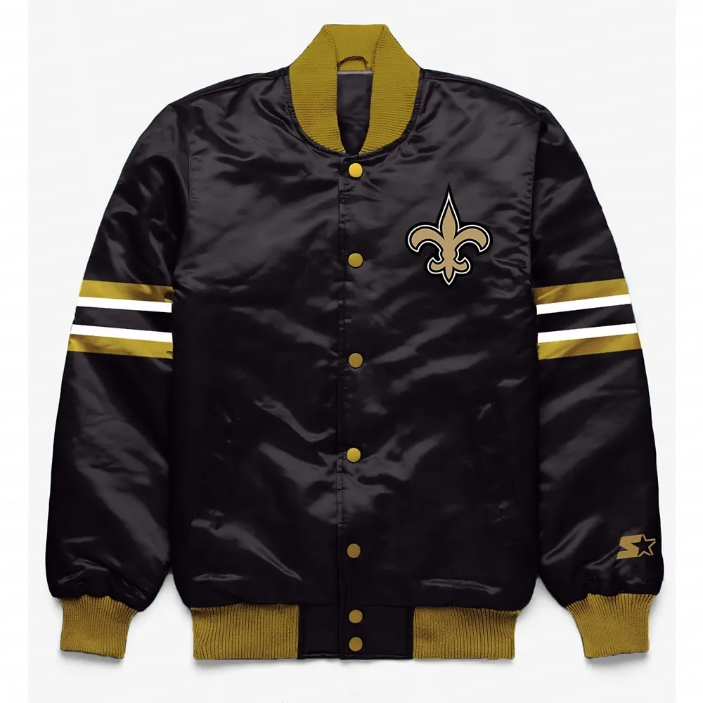 New Orleans Saints Button Down Black Jacket