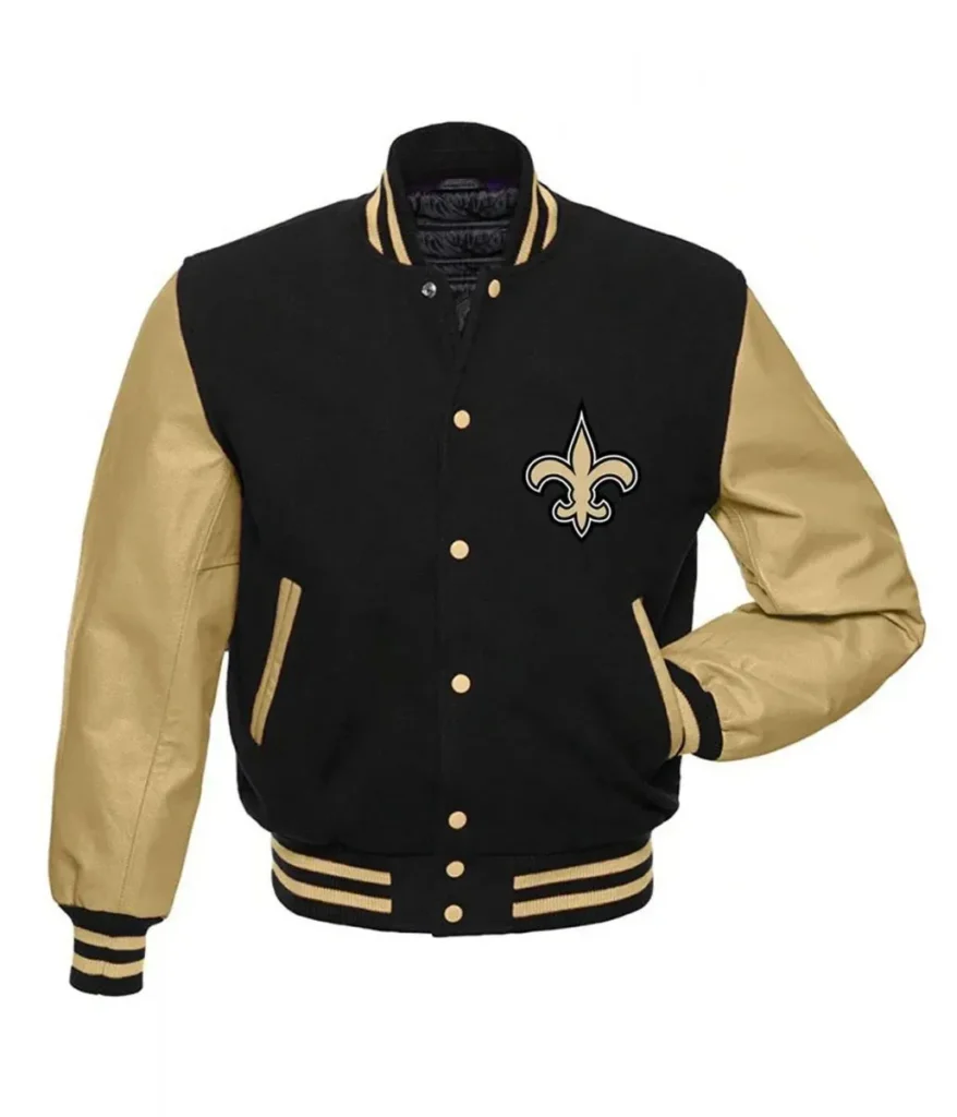 New Orleans Saints Letterman Black Gold Jacket