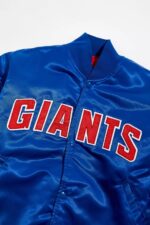 New York Giants Blue Satin Bomber Varsity Jacket