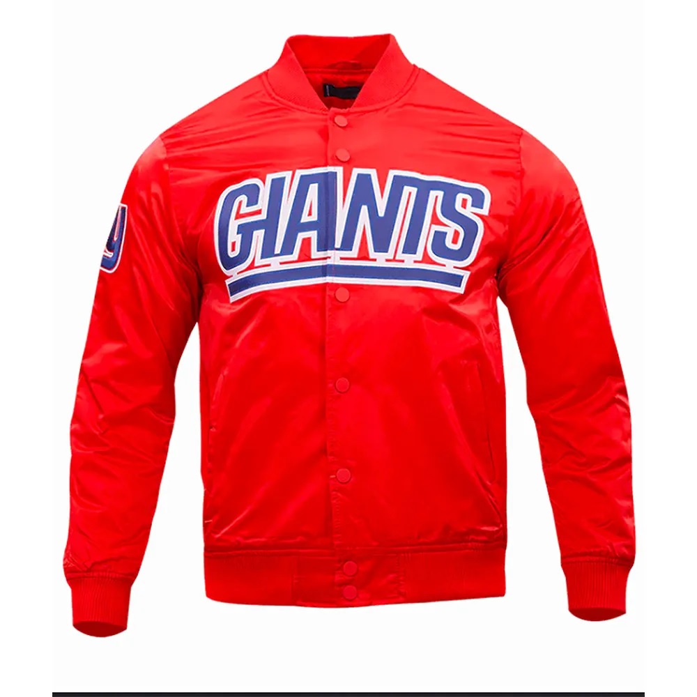 New York Giants Wordmark Full-Snap Satin Jacket1