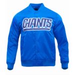 New York Giants Wordmark Full-Snap Satin Jacket2