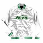 New York Jets White Full-Snap Satin Jacket