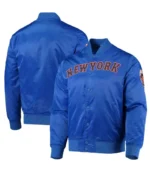 New York Mets Full-Snap Royal Blue Satin Jacket