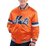 New York Mets Home Game Orange Satin Jacket