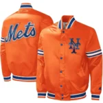 New York Mets Midfield Full-Snap Starter Varsity Satin Jackets